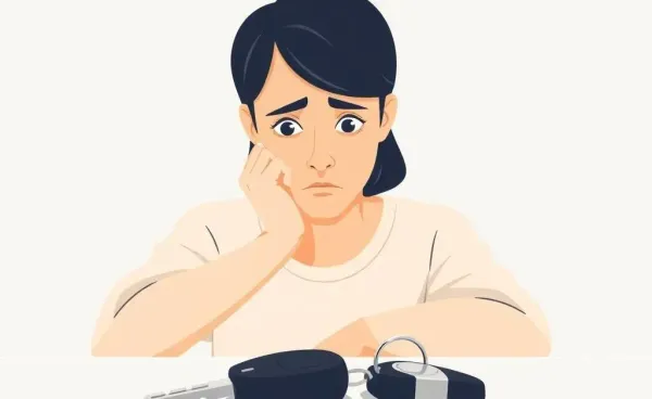 Concerned parent looking at car keys, symbolizing parental responsibility