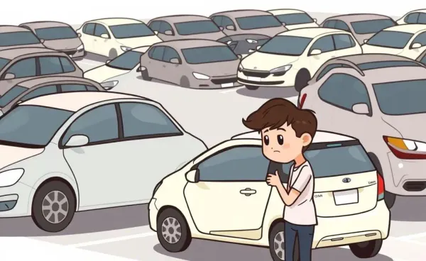 A cartoon depiction of a parking lot incident