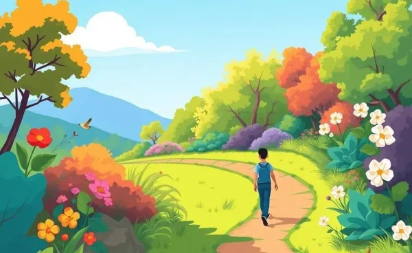 Illustration of a person walking on a path symbolizing healing.
