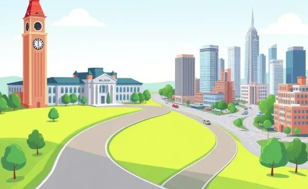 Illustration of diverging paths representing university and career paths