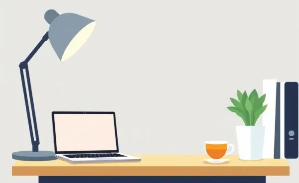 A serene office desk indicating a calm investing environment