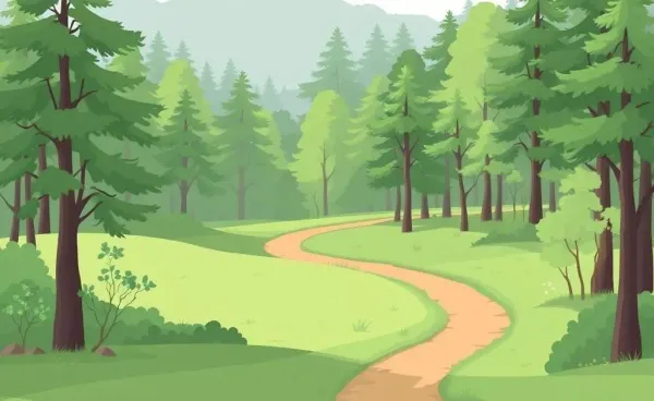 A calming forest path representing the journey to a peaceful life