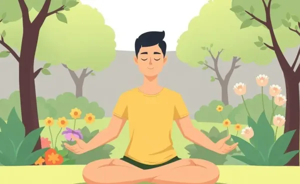 A person meditating in a tranquil garden setting