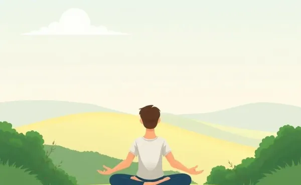 A person meditating peacefully in a serene natural setting.