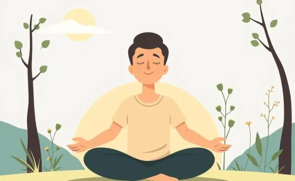 A person practicing mindfulness in a serene outdoor setting