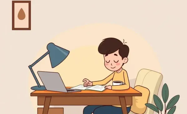 Person peacefully managing their investment portfolio at a cozy desk