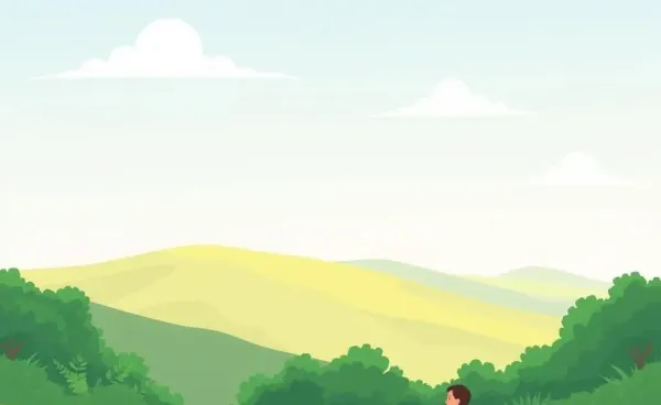 A serene outdoor setting with a person practicing yoga