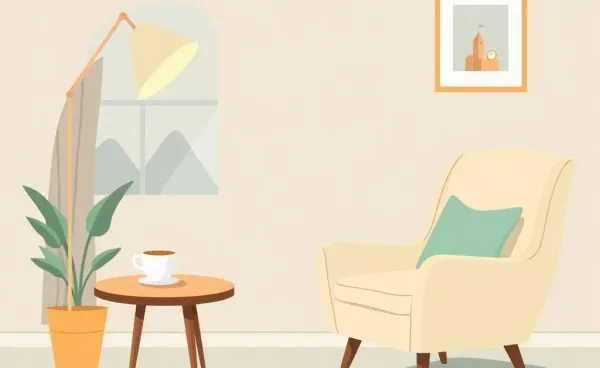 A cozy room setup with financial planning materials.