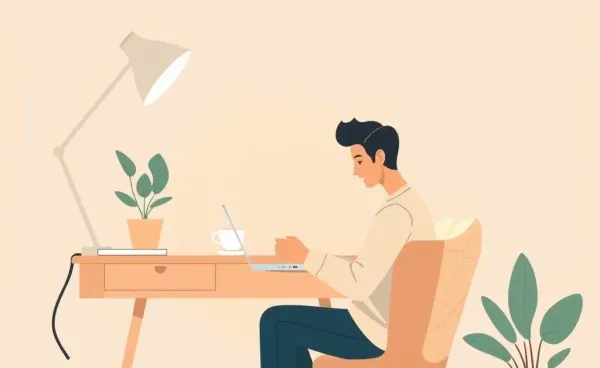 A person managing their budget on a laptop at a cozy desk