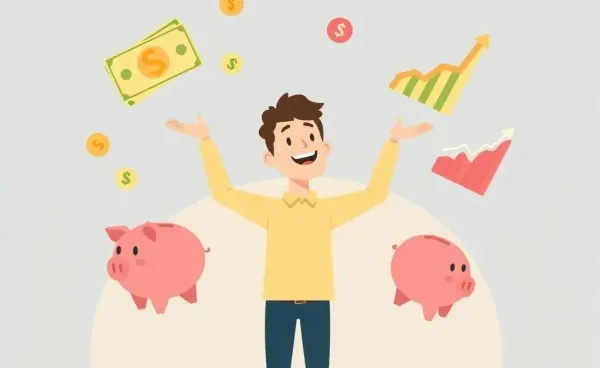 Person juggling money, savings, and investment symbols