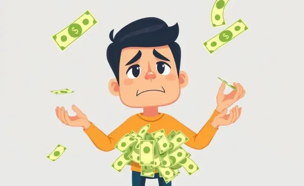 Person juggling financial responsibilities while staying optimistic