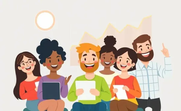 Diverse people managing finances with charts