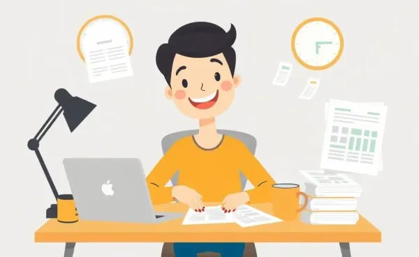 A person organizing finances at a desk with papers and a laptop