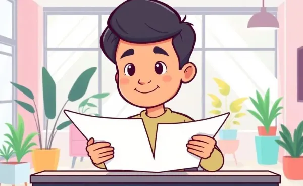 A person reviewing loan documents at an office desk