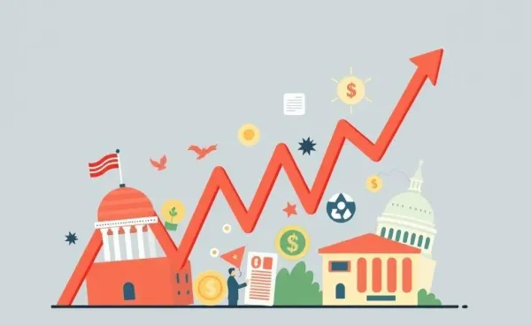 A cartoon illustrating the intersection of politics and finance