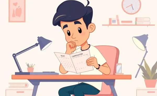 A person pondering a calendar while thinking about an insurance claim deadline.