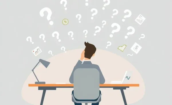 Illustration of a person considering investment options at a desk.