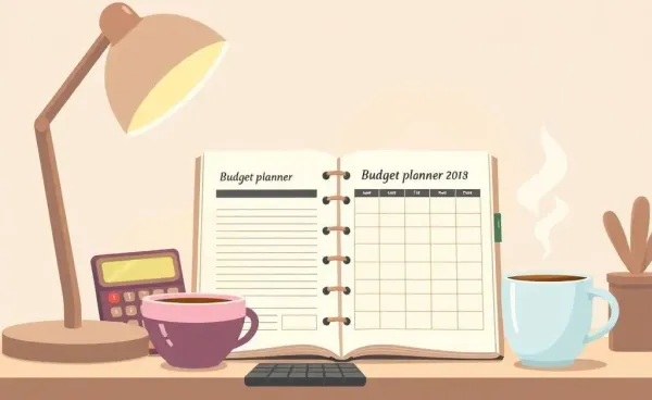 Illustrative desk setup for budgeting after a breakup