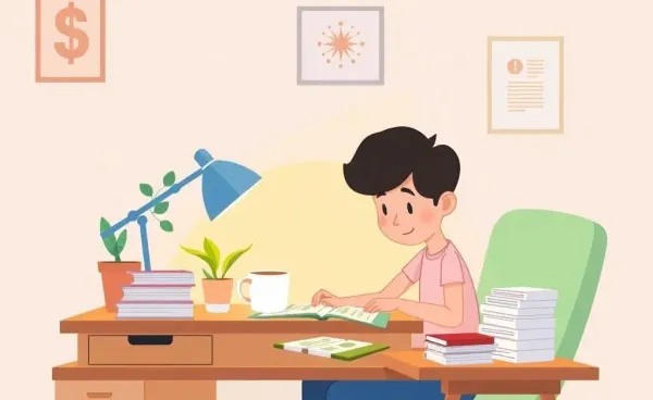 Illustration of personal budgeting post-breakup at a desk