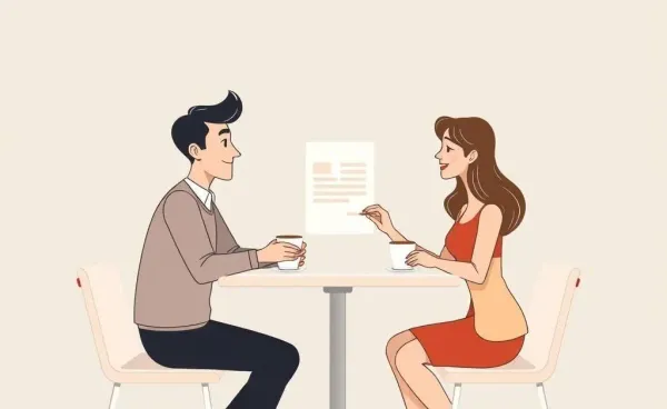 A couple having a financial discussion with a prenuptial agreement