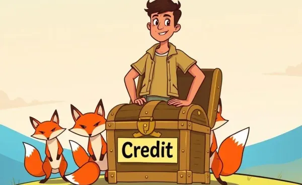 Illustration of a person safeguarding credit information from sly creatures