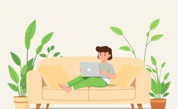 Person securing privacy on laptop in a cozy setting