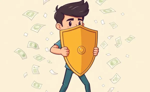 Person shielding themselves from financial documents