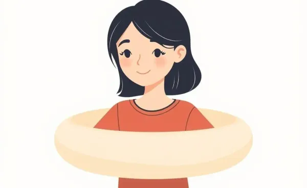 Illustration of a protective family creating a barrier around a young woman