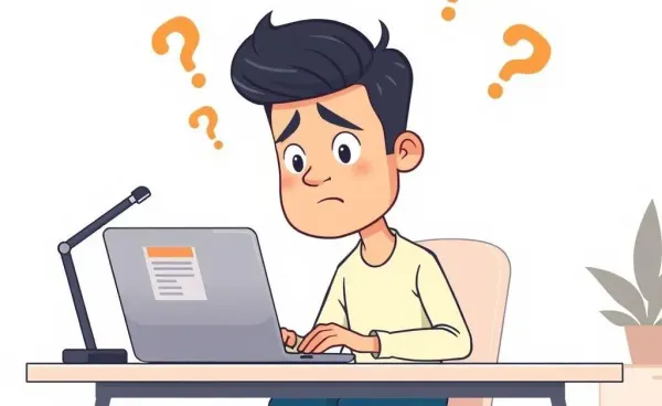Person confused about bank transactions on a laptop