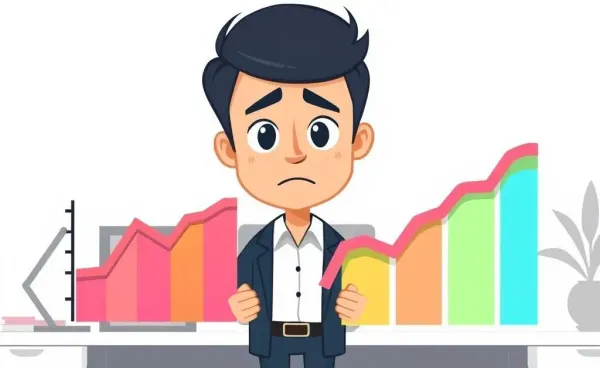A cartoon of a puzzled investor analyzing dividend charts