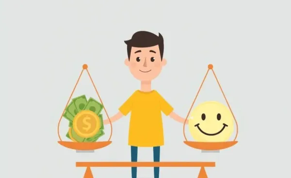 Balancing quality of life and income on a scale