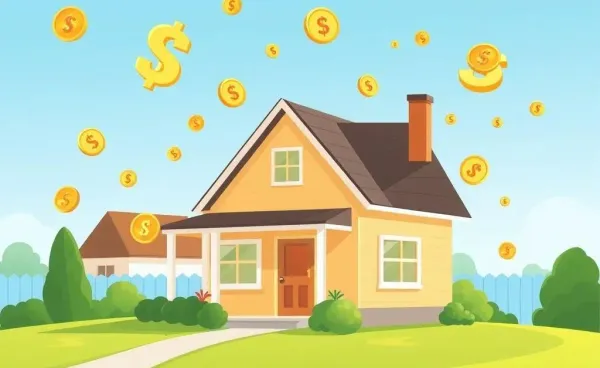Illustration of a house with hidden costs represented by money symbols.