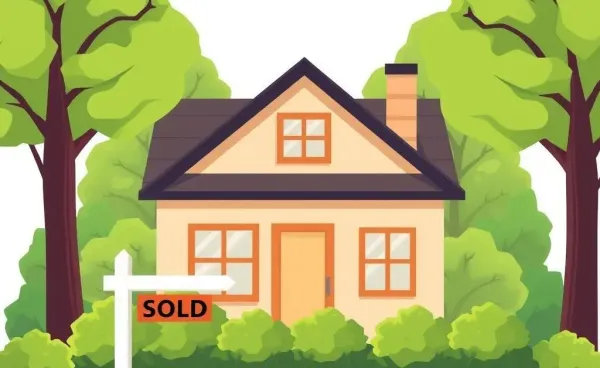 Illustration of a house with a sold sign, representing a successful real estate investment