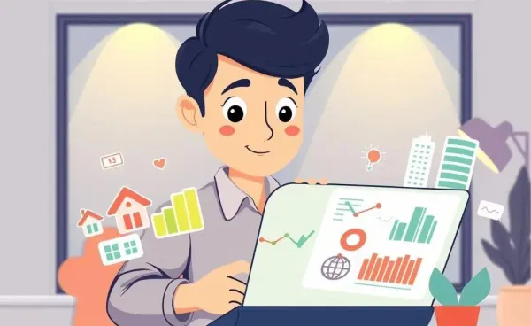 A person analyzing real estate investment opportunities on a laptop