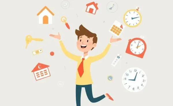 Cartoon of juggling real estate tasks