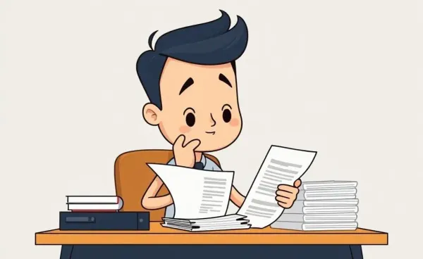 Person at a desk reviewing credit score documents with determination.