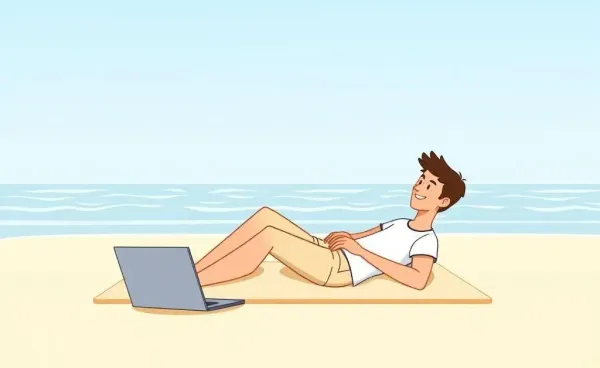 A person enjoying a beach vacation while earning passive income from their investments