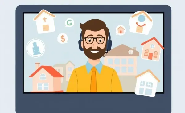 Virtual property manager monitoring rentals on a computer screen