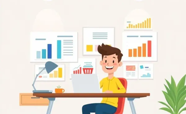 Person organizing rental income investments at a desk with charts and graphs