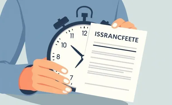 Person holding a clock next to insurance documents