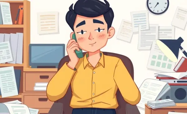 A person resolving a bank dispute over the phone with documents on the desk