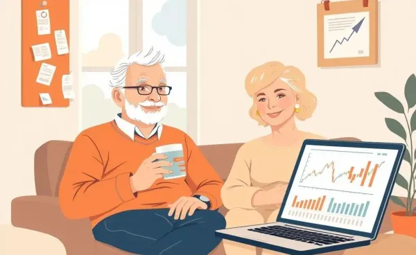 Elderly couple reviewing finances for retirement