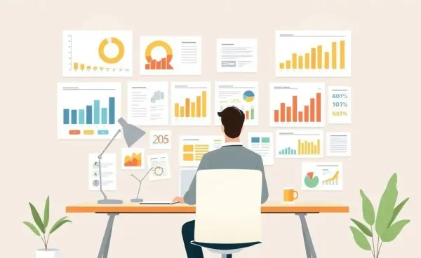 Person at desk planning early retirement with charts