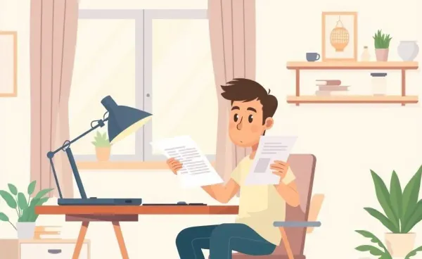 Person reviewing car insurance documents at home