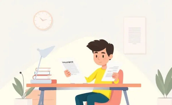 A person reviewing health insurance documents at a desk