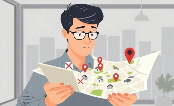 An investor revisiting potential real estate opportunities on a map