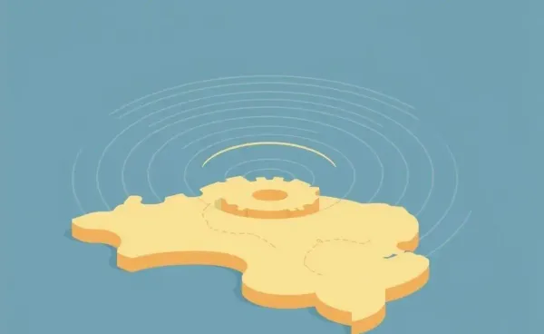 Illustration showing economic ripple effects over a regional map