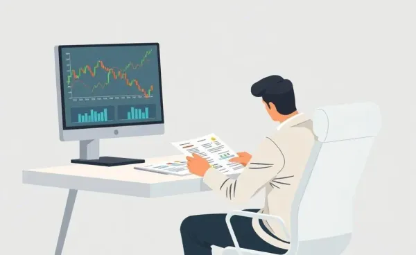 A person at a desk pondering Roth IRA options with stock charts on a screen