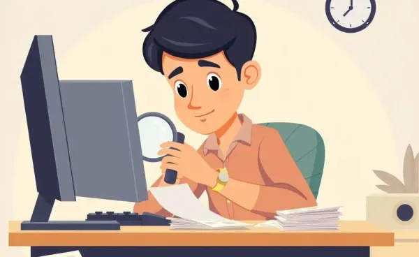 Illustration of a person searching for retirement accounts on their computer