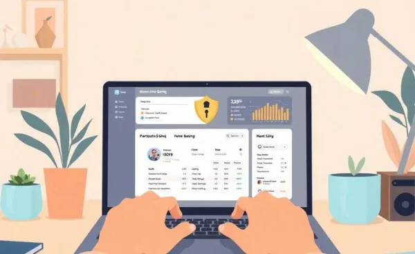 Secure online banking interface on a laptop